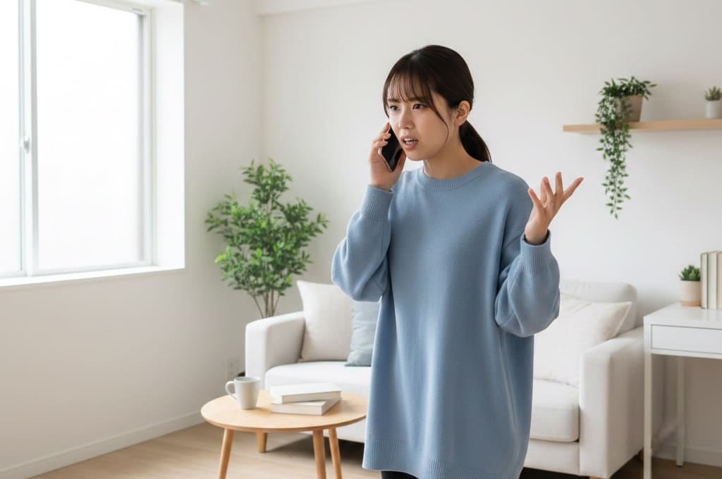 入居者が電話でクレームを伝えているイメージ